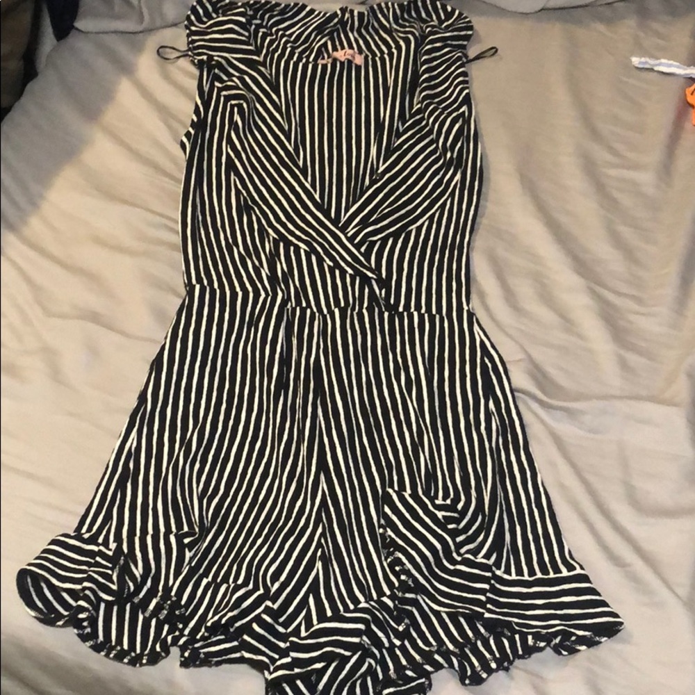 Black and white striped romper